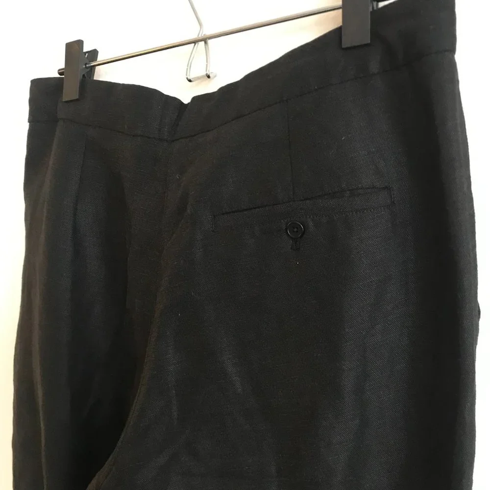 Wilfred Black Linen Cropped Pants Drawstring Tie Waist Size 6